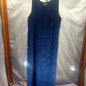 Kaaku Sleeveless Navy Embroidered Maxi Dress
